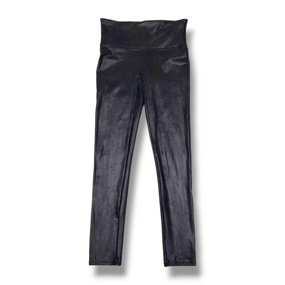 Spanx Fauxโ Leather Leggings Womens Small Black Shaping Pull On